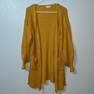 Velzera Long Line Crochet Knit Balloon Sleeve Cardigan Size S/M